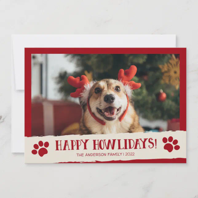 Happy Howlidays Pet Dog Photo Christmas Card | Zazzle