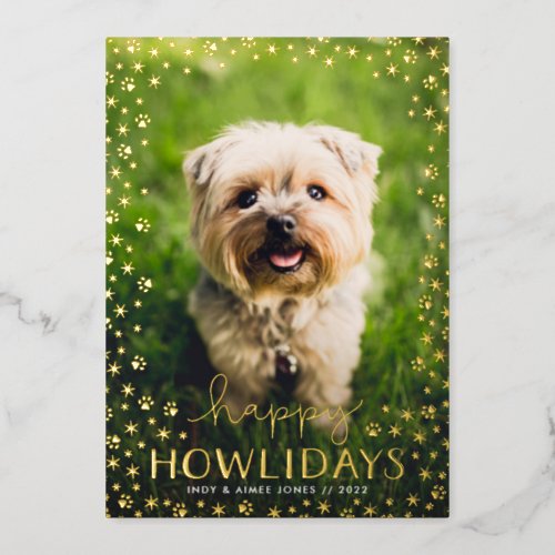 Happy Howlidays Pet Lover Gold Foil Holiday Card