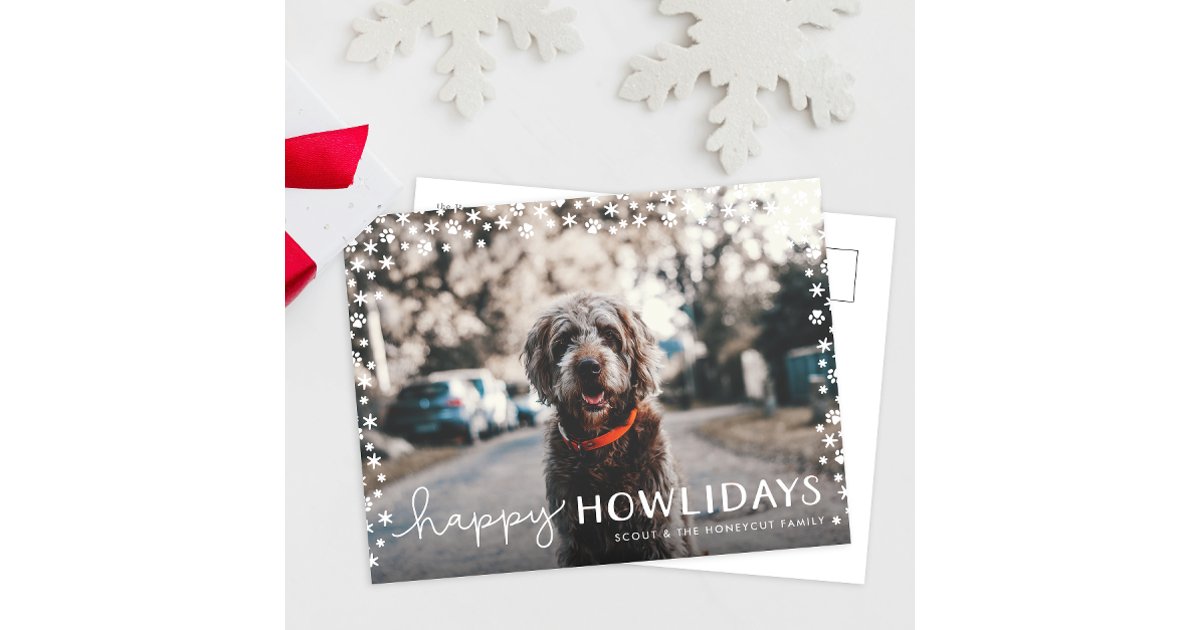 Happy Howlidays Pet Lover Holiday Photo Postcard | Zazzle