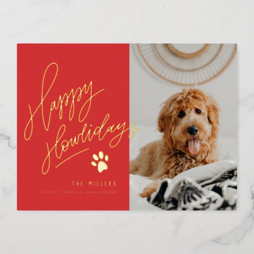 Happy Howlidays Pet Photo Christmas Foil Holiday Postcard