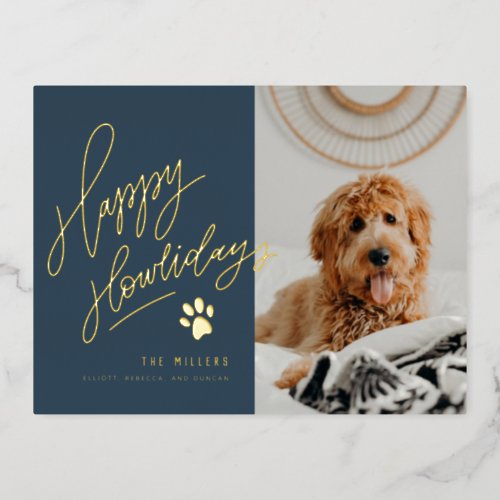 Happy Howlidays Pet Photo Christmas Foil Holiday Postcard