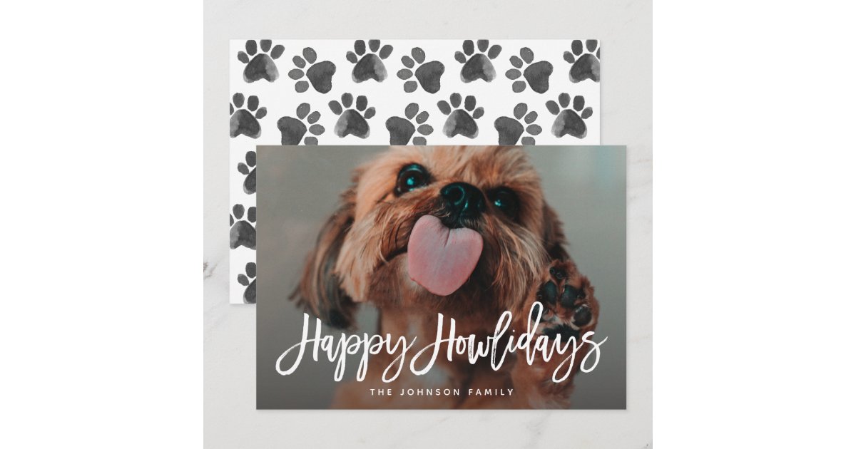 Happy Howlidays Pet Photo Christmas Holiday Card | Zazzle
