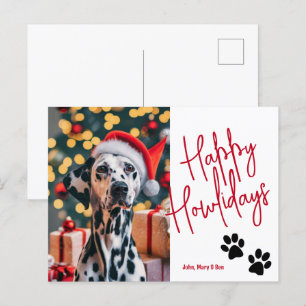 Happy Howlidays Pet Photo Christmas Red Postcard