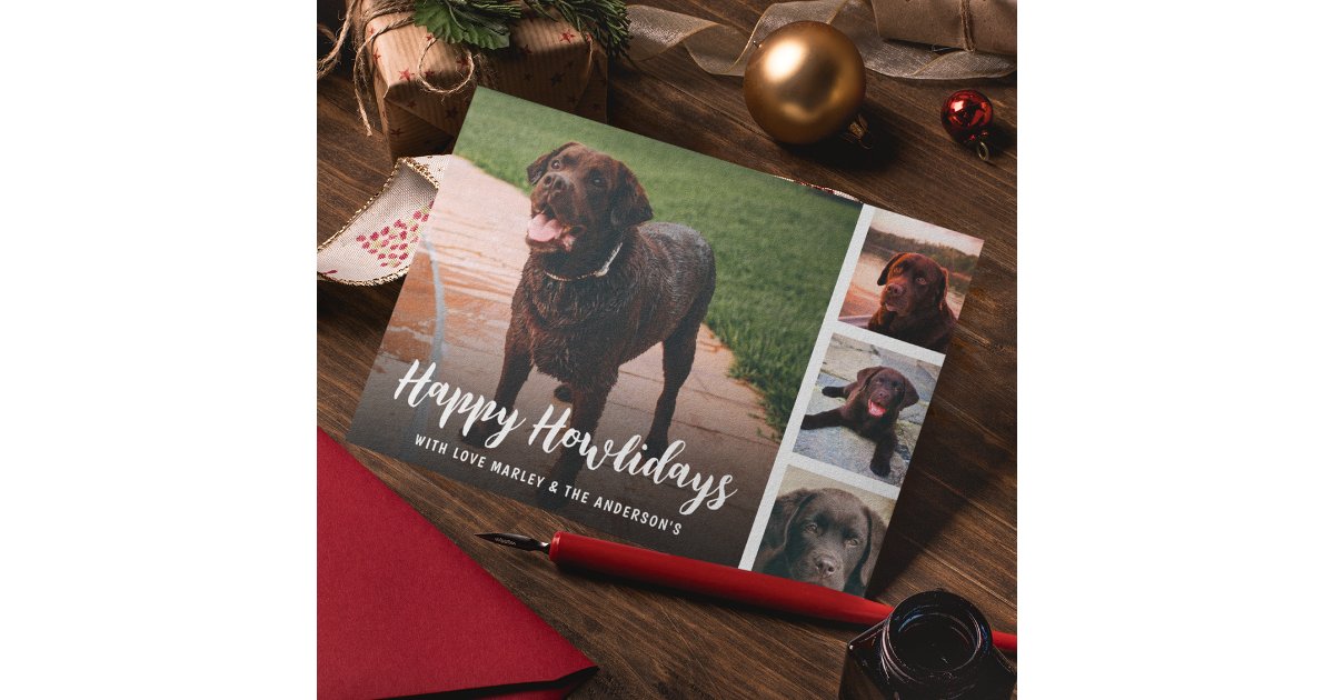 Happy Howlidays Pet Photo Collage Holiday Card | Zazzle