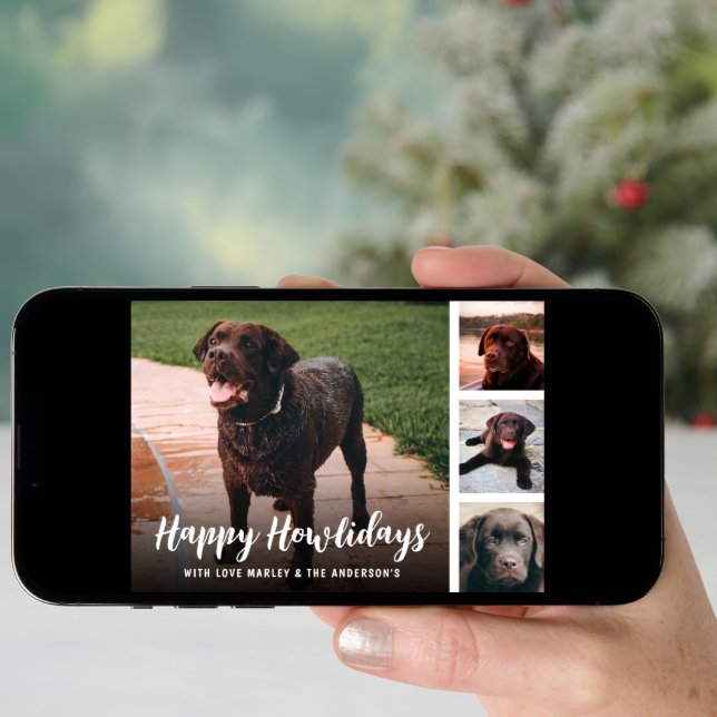 Happy Howlidays Pet Photo Collage Holiday Card (Front Digital)