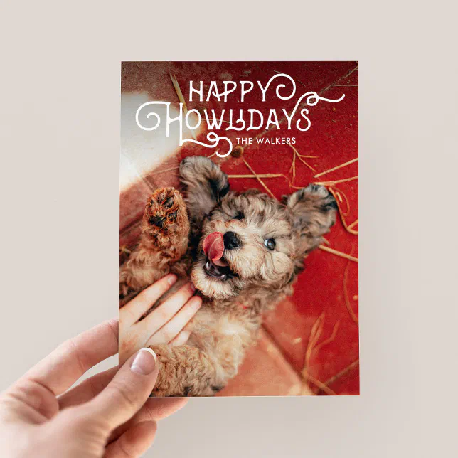 Happy Howlidays | Pet Photo Holiday Card | Zazzle