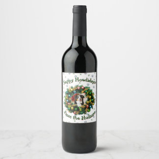 Happy Howlidays Photo Card Wine Label
