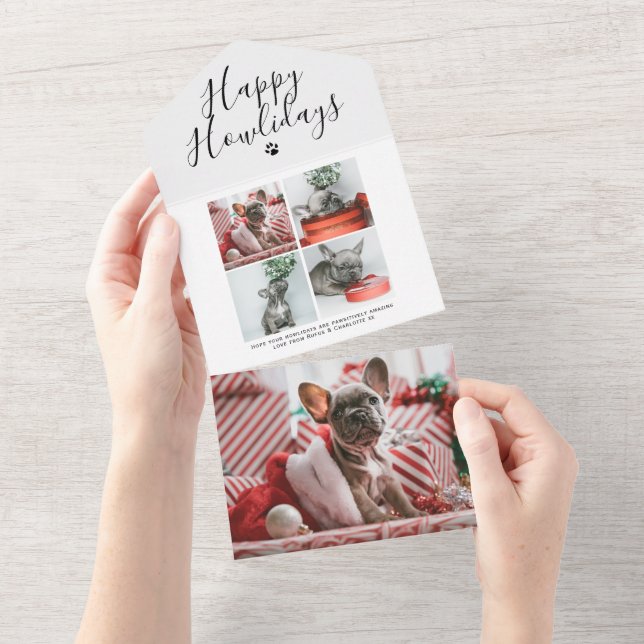Happy Howlidays Photo Collage Dog Christmas Card (Tearaway)