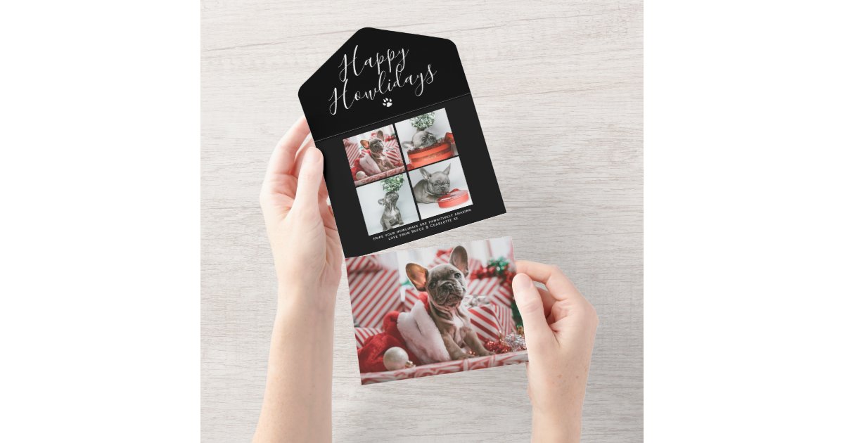 Happy Howlidays Photo Collage Dog Christmas Card | Zazzle