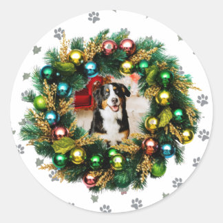 Happy Howlidays Photo Image Classic Round Sticker
