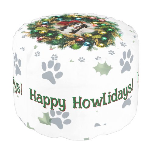 Happy Howlidays Photo Image Pouf