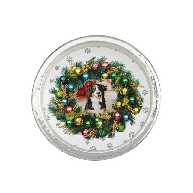 Happy Howlidays Photo Image Ring (Front)