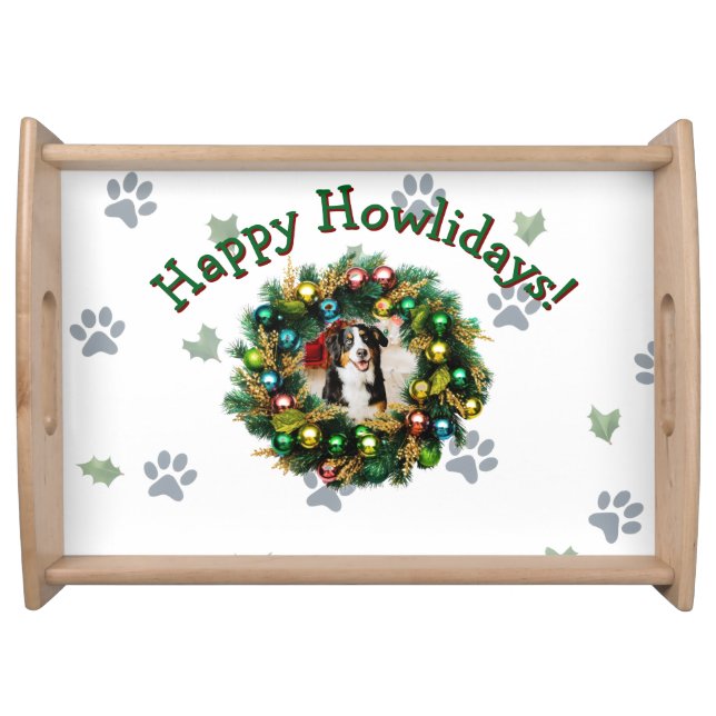 Happy Howlidays Photo Image Serving Tray (Front)