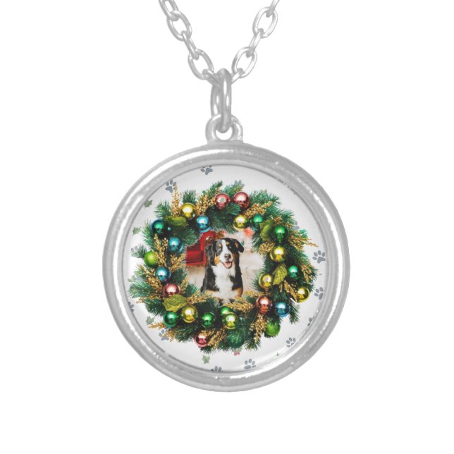 Happy Howlidays Photo Image Silver Plated Necklace (Front)