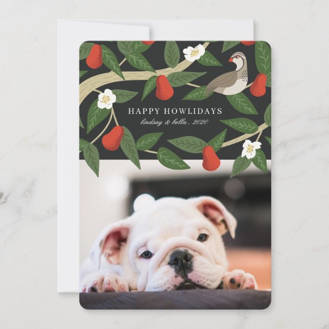 Happy Howlidays Photo | Partridge Pear Tree Holiday Card (Front)