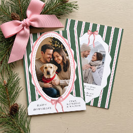 Happy Howlidays Pink Bow Pet Dog Photo Holiday Card