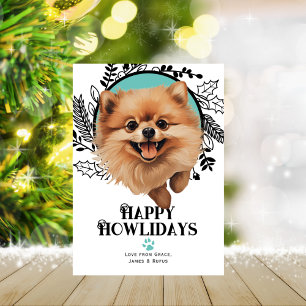 Happy Howlidays Pomeranian Dog Christmas Holiday Card
