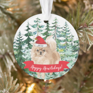 Happy Howlidays Pomeranian  Dog Christmas Ornament