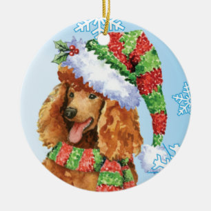 Happy Howlidays Poodle Ceramic Ornament
