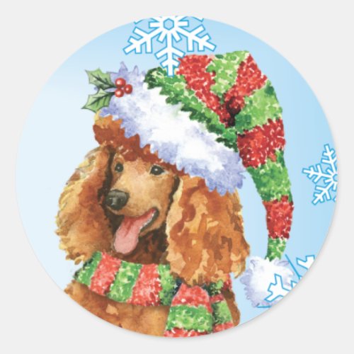 Happy Howlidays Poodle Classic Round Sticker