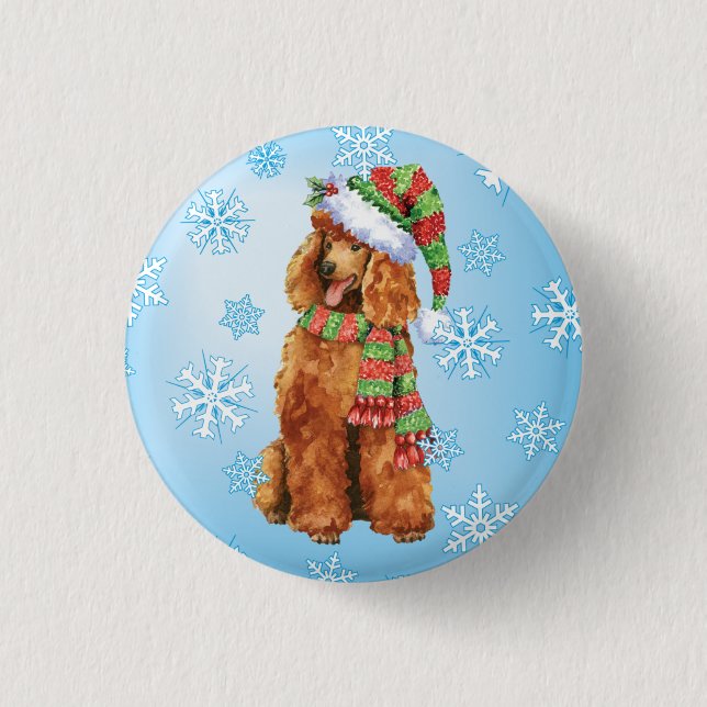 Happy Howlidays Poodle Pinback Button (Front)