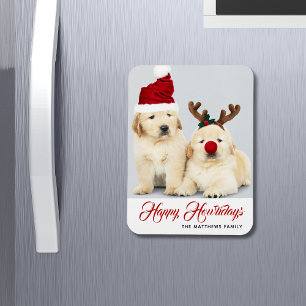 Happy Howlidays Puppy Dog Holiday Photo Christmas Magnet