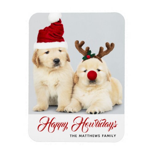 Happy Howlidays Puppy Dog Holiday Photo Christmas Magnet