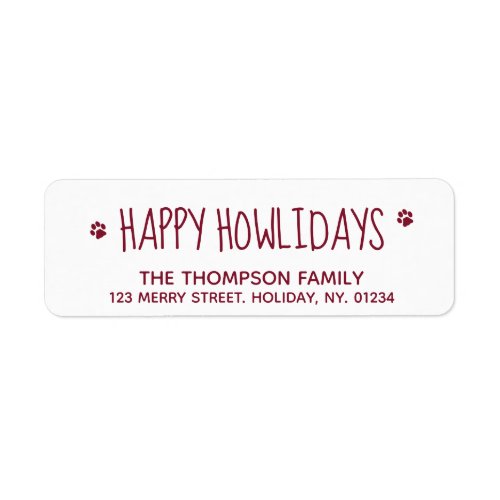Happy Howlidays Red Pet Dog Lover Modern Cute Label