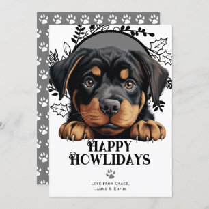 Happy Howlidays Rottweiler Dog Christmas  Holiday Card