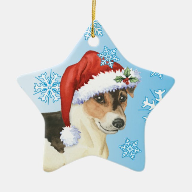 Happy Howlidays Russell Terrier Ceramic Ornament (Front)