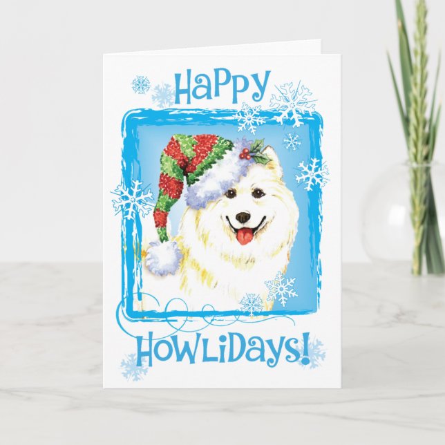 Happy Howlidays Samoyed Holiday Card (Front)