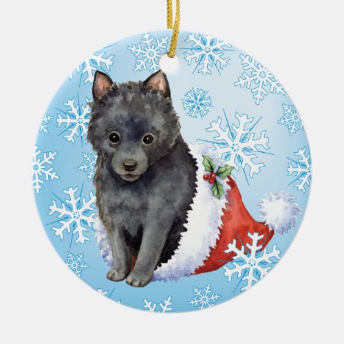 Happy Howlidays Schipperke Ceramic Ornament