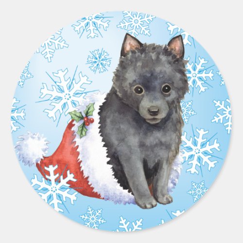 Happy Howlidays Schipperke Classic Round Sticker