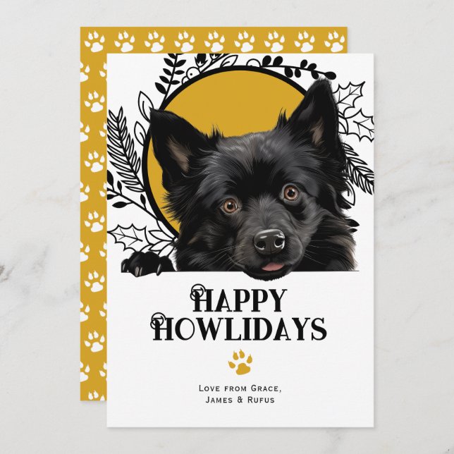 Happy Howlidays Schipperke Dog Christmas Holiday Card (Front/Back)