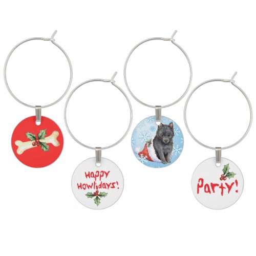 Happy Howlidays Schipperke Wine Charm