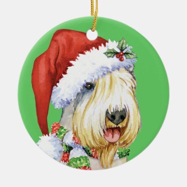 Happy Howlidays Sealyham Terrier Ceramic Ornament (Front)