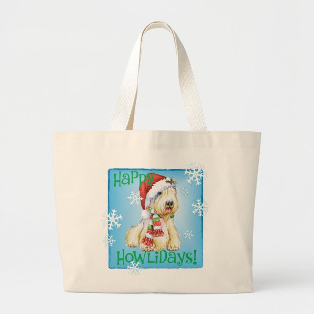 Happy Howlidays Sealyham Terrier Large Tote Bag (Front)