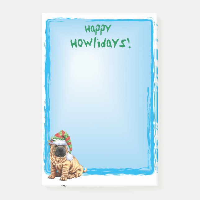 Happy Howlidays Shar-Pei Post-it Notes (Front)
