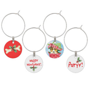 Happy Howlidays Sheltie Wine Glass Charm