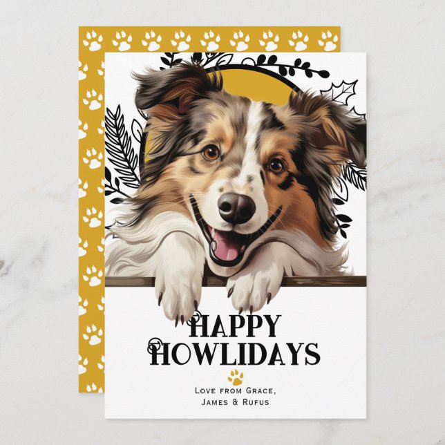 Happy Howlidays Shetland Sheepdog Christmas Holiday Card (Front/Back)