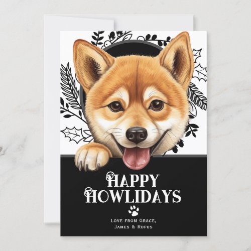 Happy Howlidays Shiba Inu Dog Christmas Holiday Card