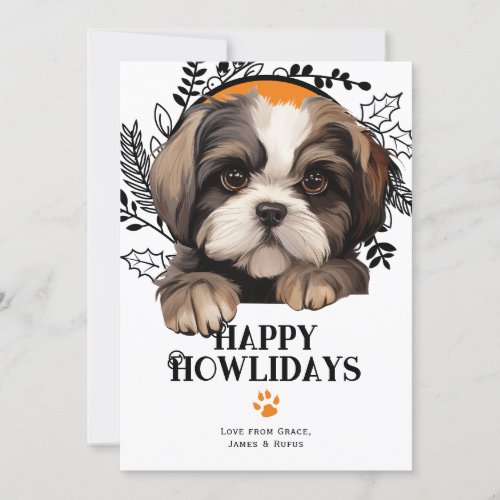Happy Howlidays Shih Tzu Dog Christmas Holiday Card