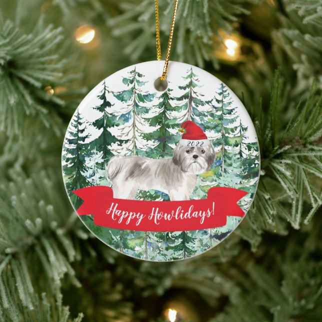 Happy Howlidays Shih tzu Dog Christmas Ornament (Tree)