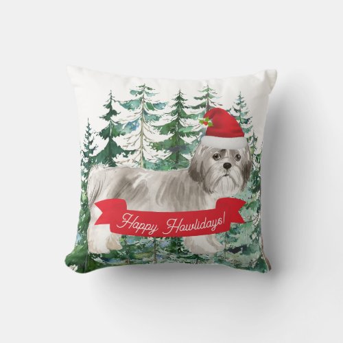 Happy Howlidays Shih tzu Dog Christmas Throw Pillow
