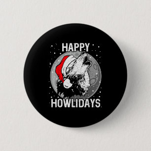 Happy Howlidays Shirt Christmas Wolf  Button