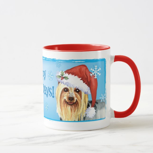 Happy Howlidays Silky Terrier Mug (Right)
