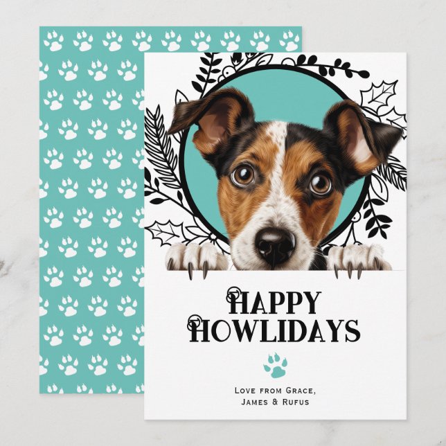 Happy Howlidays Smooth Fox Terrier Dog Christmas Holiday Card (Front/Back)
