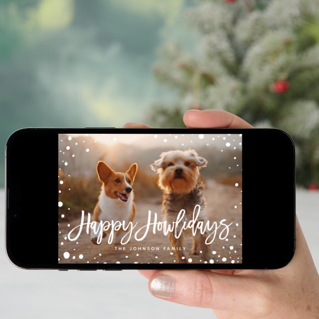Happy Howlidays Snow | Pet Christmas Photo Holiday Card (Front Digital)