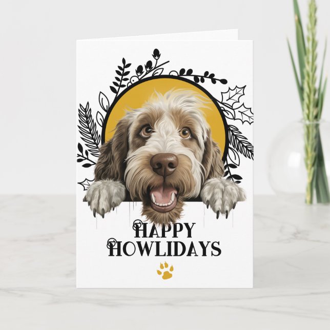 Happy Howlidays Spinone Italiano Dog Christmas Holiday Card (Front)