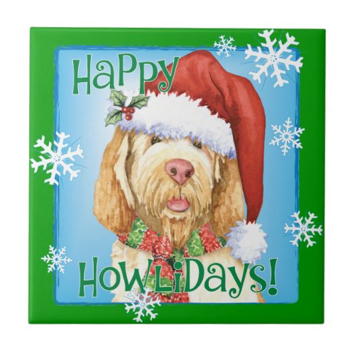 Happy Howlidays Spinone Italiano Tile